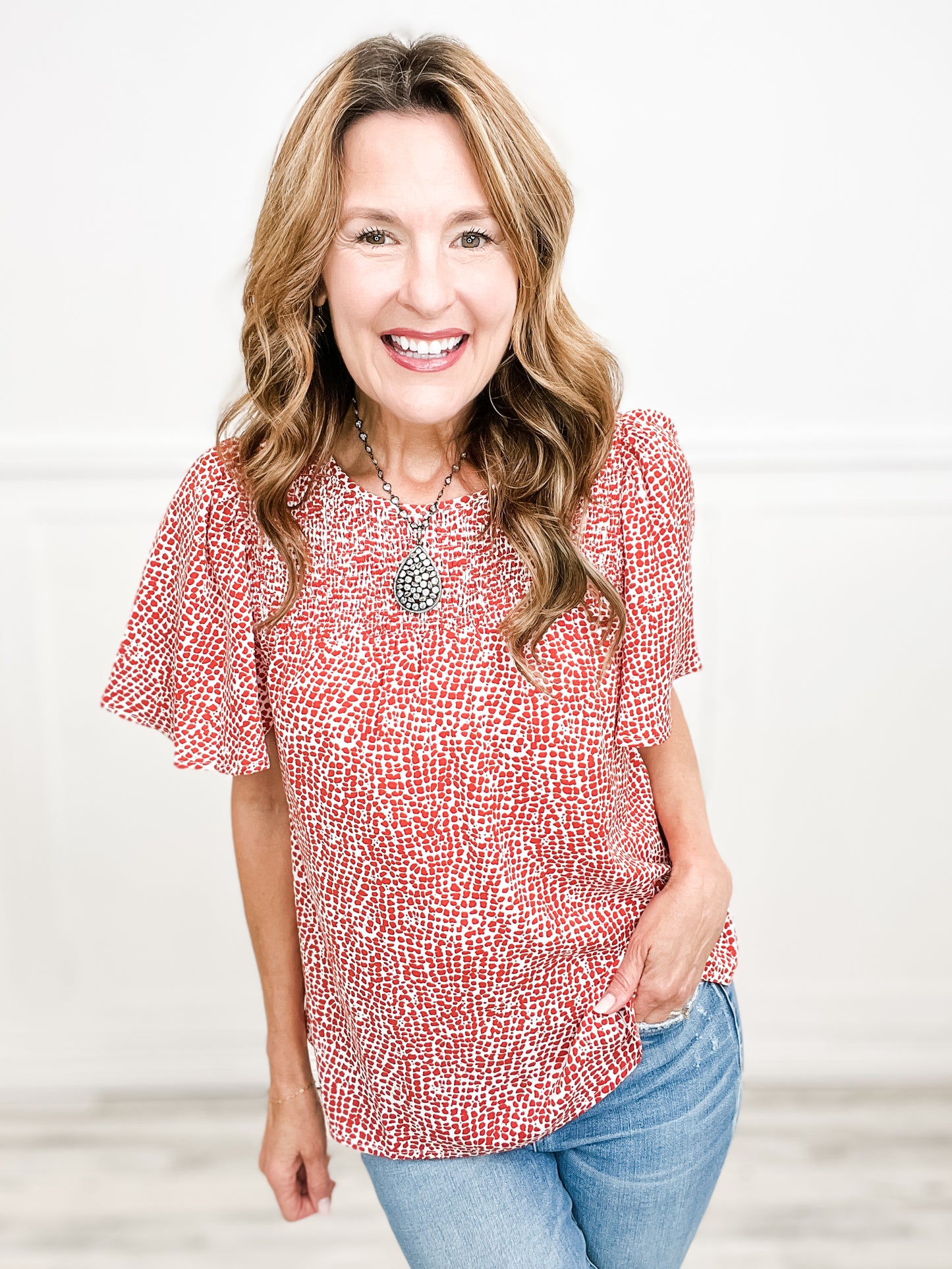 Daydreams Print Short Butterfly Sleeves Top
