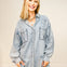 Star Patched Washed Denim Button Down Top