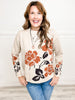 Flower Jacquard Mock Neck Pullover Sweater