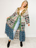 V-Neck Multi Print Long Sleeve Maxi Dress