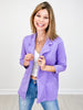 Magic 3/4 Length Ruching Sleeve Blazer in VIOLET