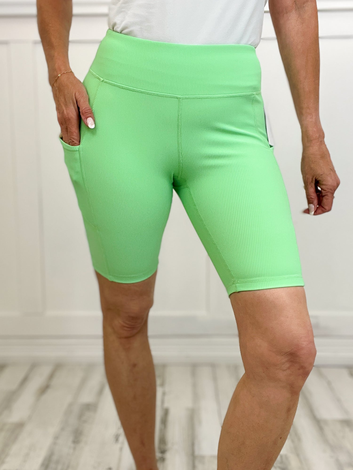 Nylon Ribbed Biker Shorts with Side Pockets Market