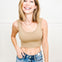 Soft Stretchy Crew Neck Sleeveless Crop Knit Top