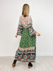 V-Neck Multi Print Long Sleeve Maxi Dress