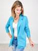 Magic 3/4 Length Ruching Sleeve Blazer in TROPIC TEAL