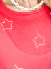 Star Embroidered Short Sleeve Knit Top