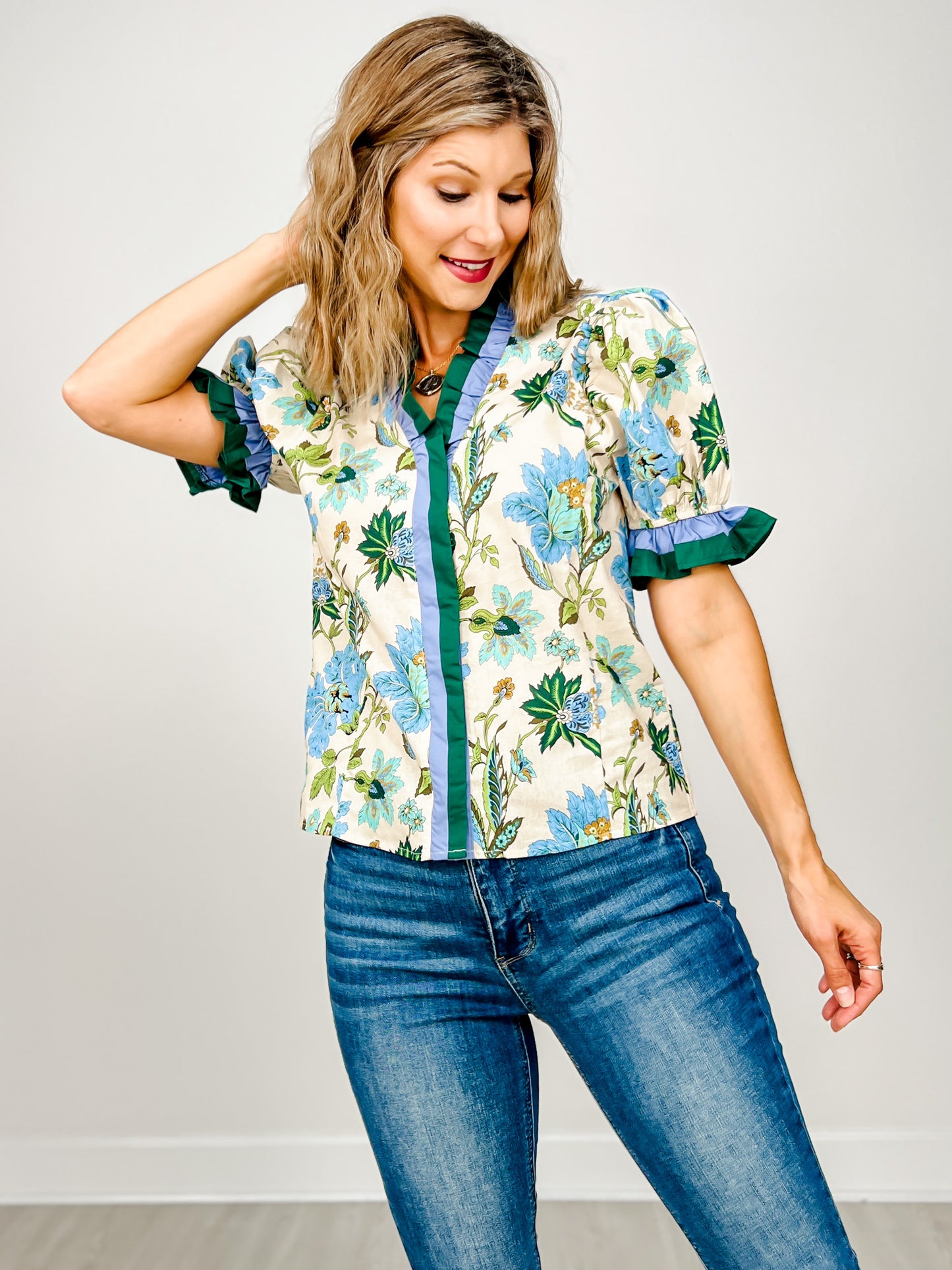 Floral Print Puff Sleeve Top