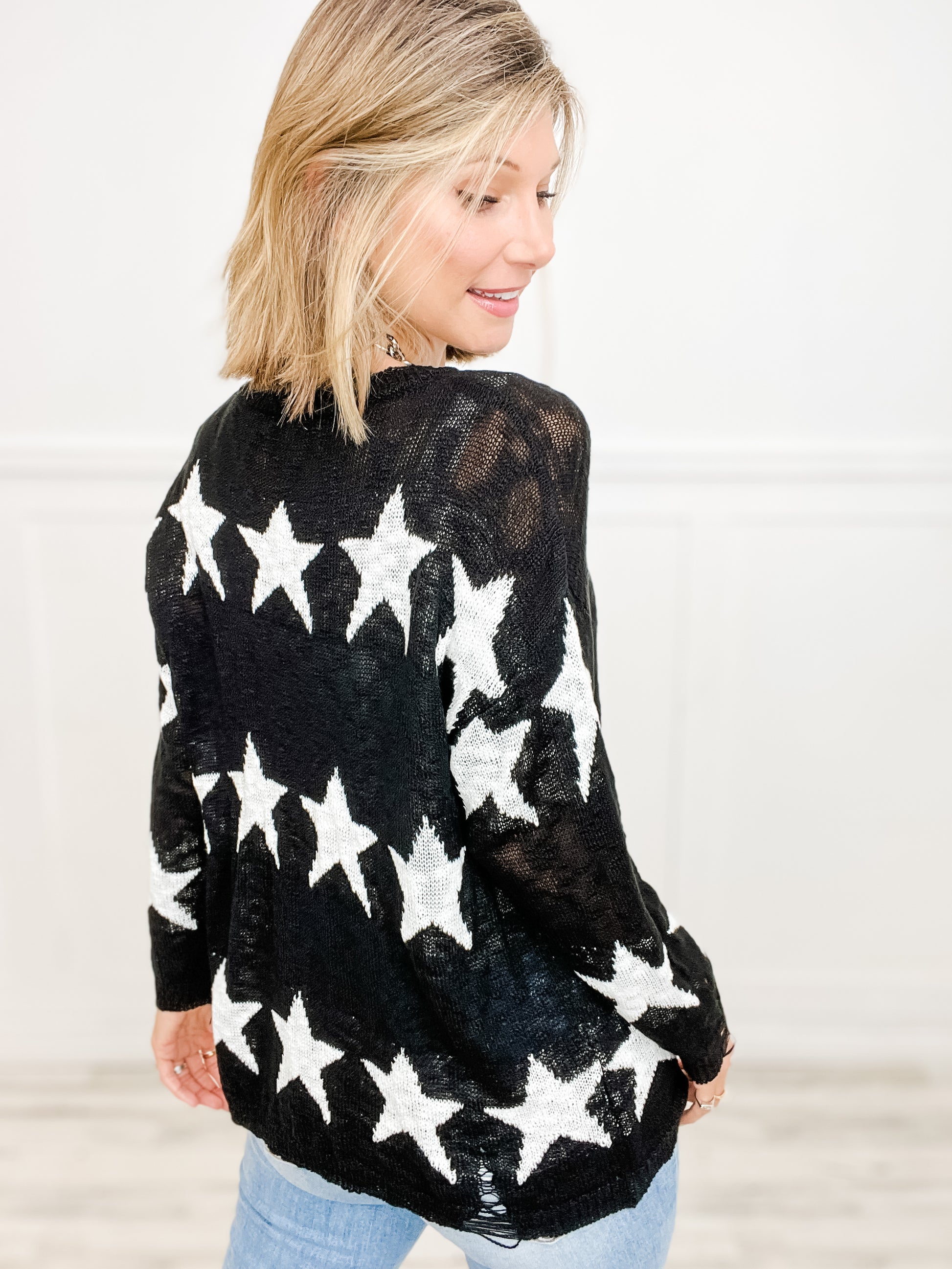 The Stars Are Bright Star Print Knit Sweater Top