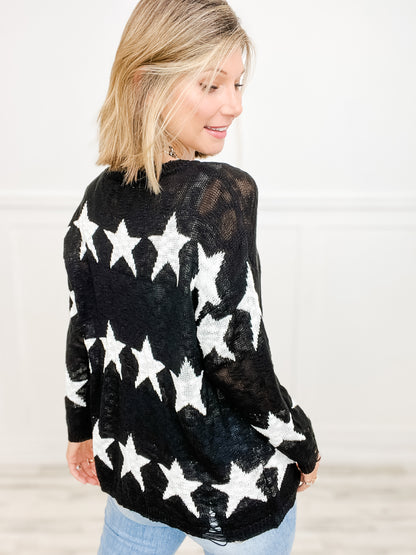 The Stars Are Bright Star Print Knit Sweater Top