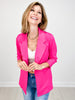 Magic 3/4 Length Ruching Sleeve Blazer in PINK SAPPHIRE