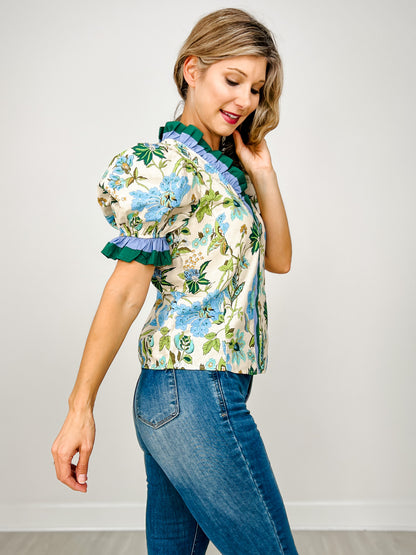 Floral Print Puff Sleeve Top