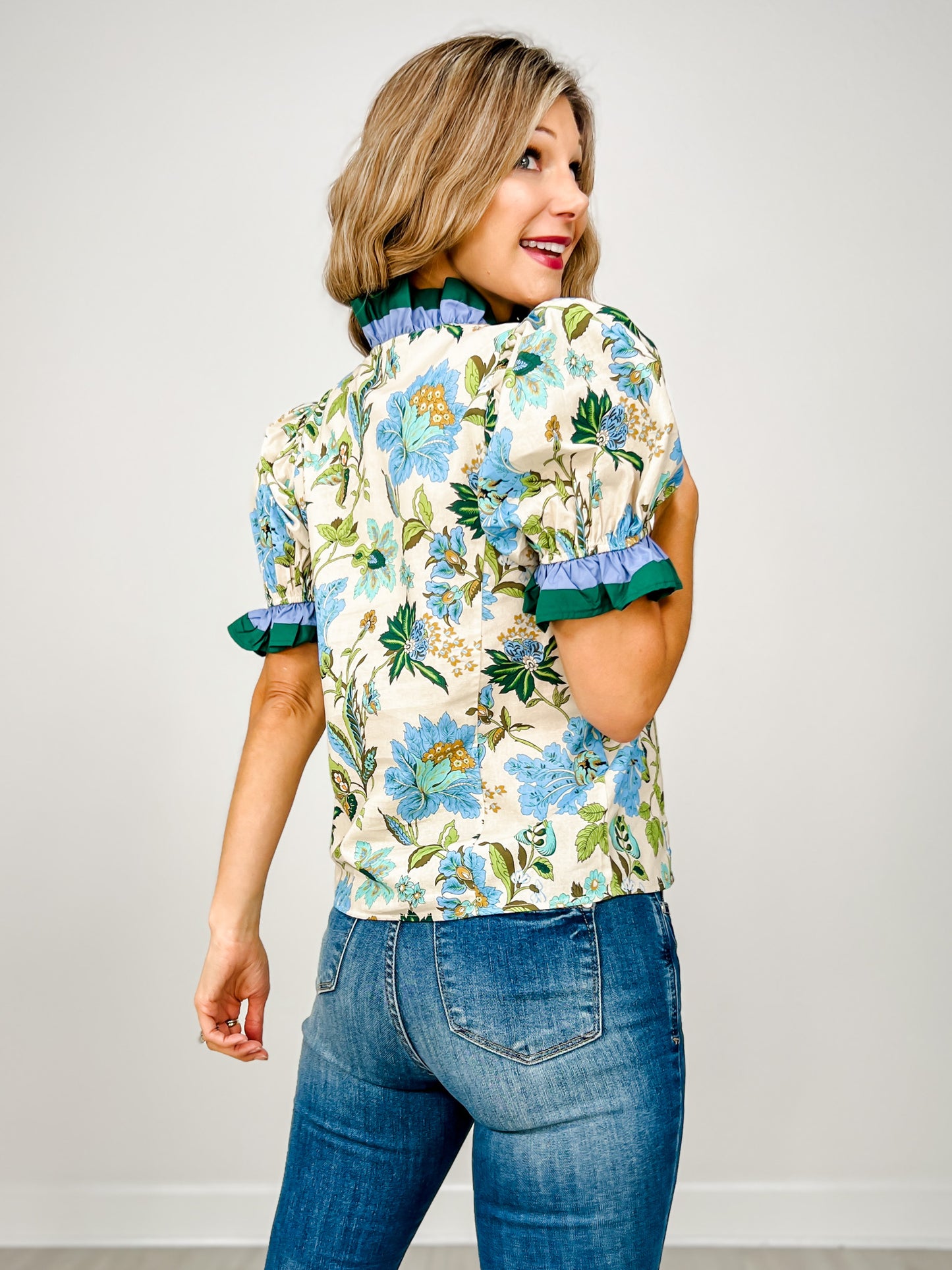 Floral Print Puff Sleeve Top