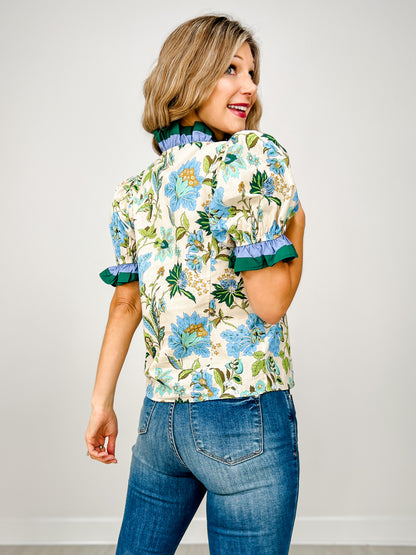 Floral Print Puff Sleeve Top