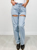 Judy Blue RHINESTONE COWGIRL High Rise Rigid Magic Rhinestone Slit Straight Leg Jeans