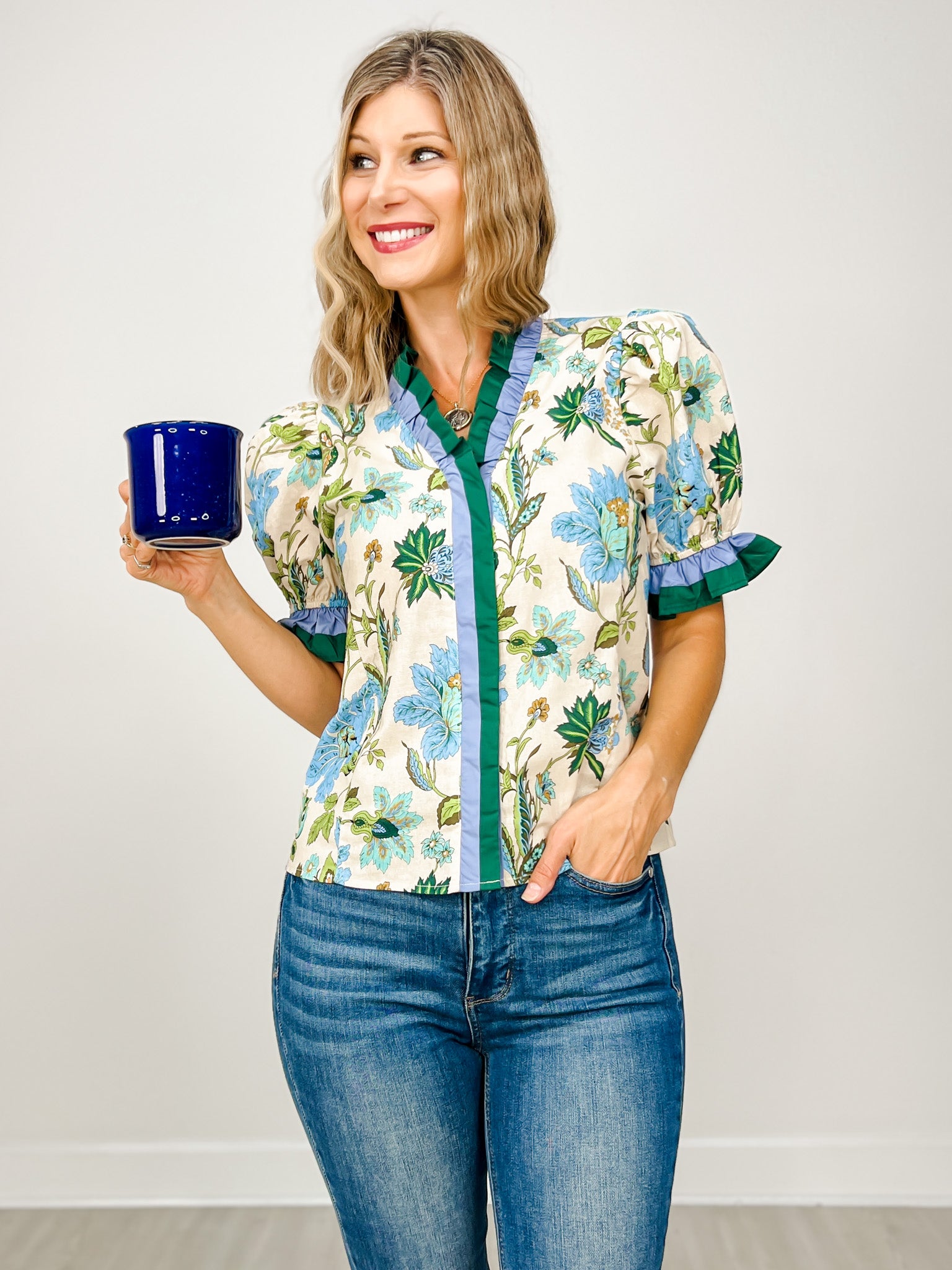 Floral Print Puff Sleeve Top