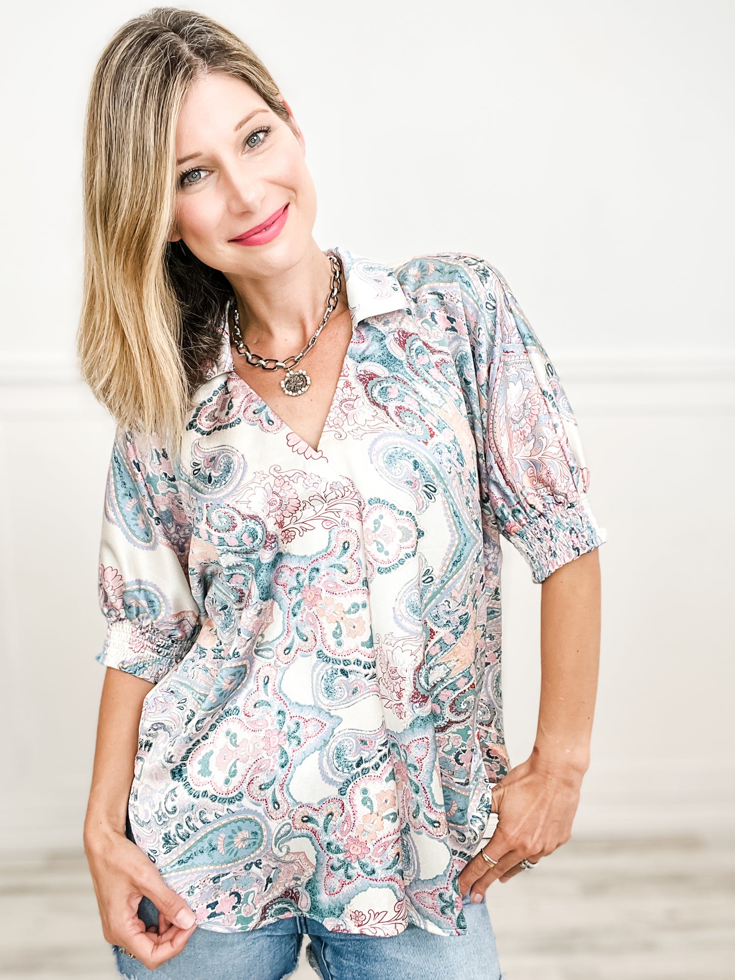 Talking Sweet Paisley Print Dolman Sleeve Top