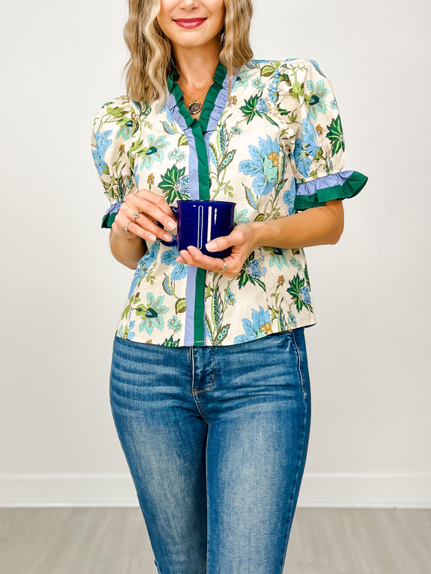 Floral Print Puff Sleeve Top