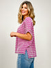 Raised Rib Striped Exposed Seam Top
