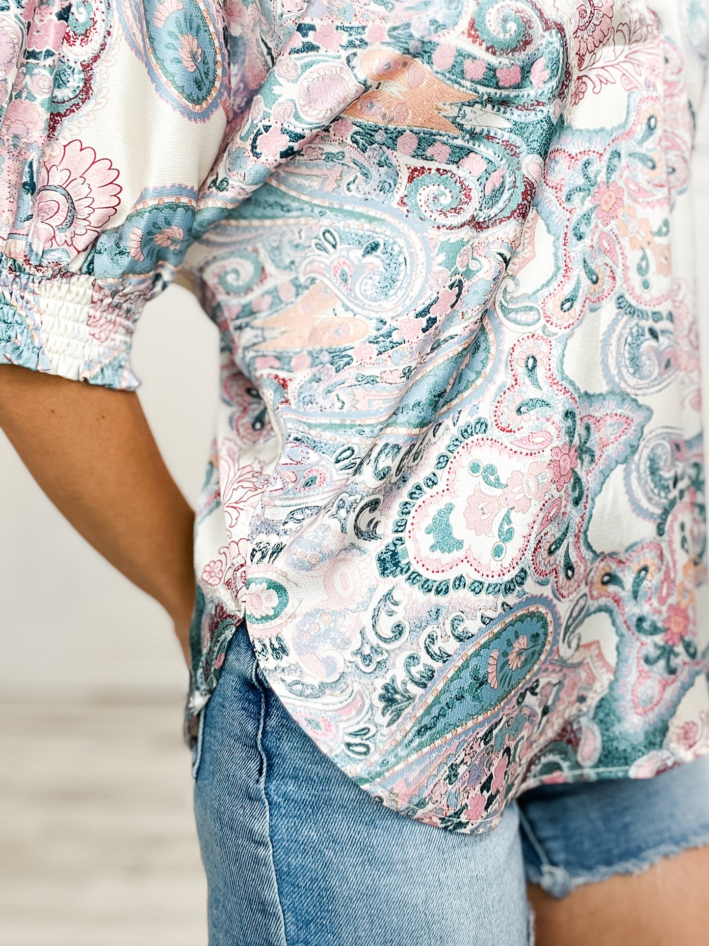 Talking Sweet Paisley Print Dolman Sleeve Top