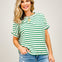 Stripe Jacquard Round Neck Hi-Lo Hem Box Tee - GRP A