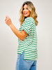Stripe Jacquard Round Neck Hi-Lo Hem Box Tee - GRP A