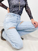 Judy Blue RHINESTONE COWGIRL High Rise Rigid Magic Rhinestone Slit Straight Leg Jeans