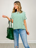 Stripe Jacquard Round Neck Hi-Lo Hem Box Tee - GRP A