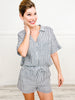 Cotton Gauze Striped Shirt Top & Shorts Set