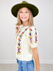 Flower Embroidery Pointelle Short Sleeve Sweater