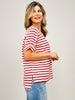 Stripe Jacquard Round Neck Hi-Lo Hem Box Tee - GRP B