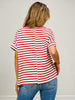 Stripe Jacquard Round Neck Hi-Lo Hem Box Tee - GRP B