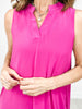 Lizzy Sleeveless Dress with Mandarin Collar and Side Pockets in Magenta