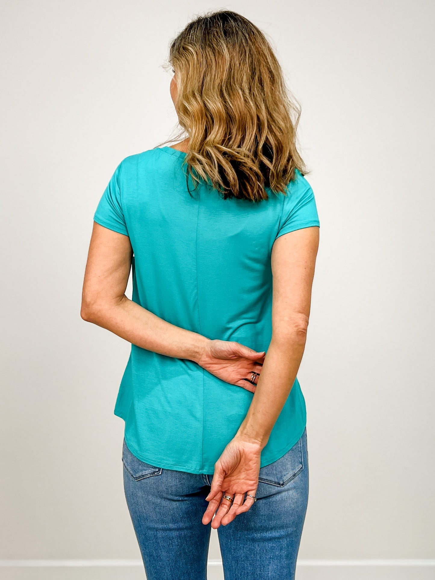 Flowy Round Hem Rayon Short Sleeve Top - GRP B