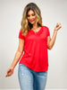 Rayon Short Sleeve V-neck Round Hem Top - GRP B