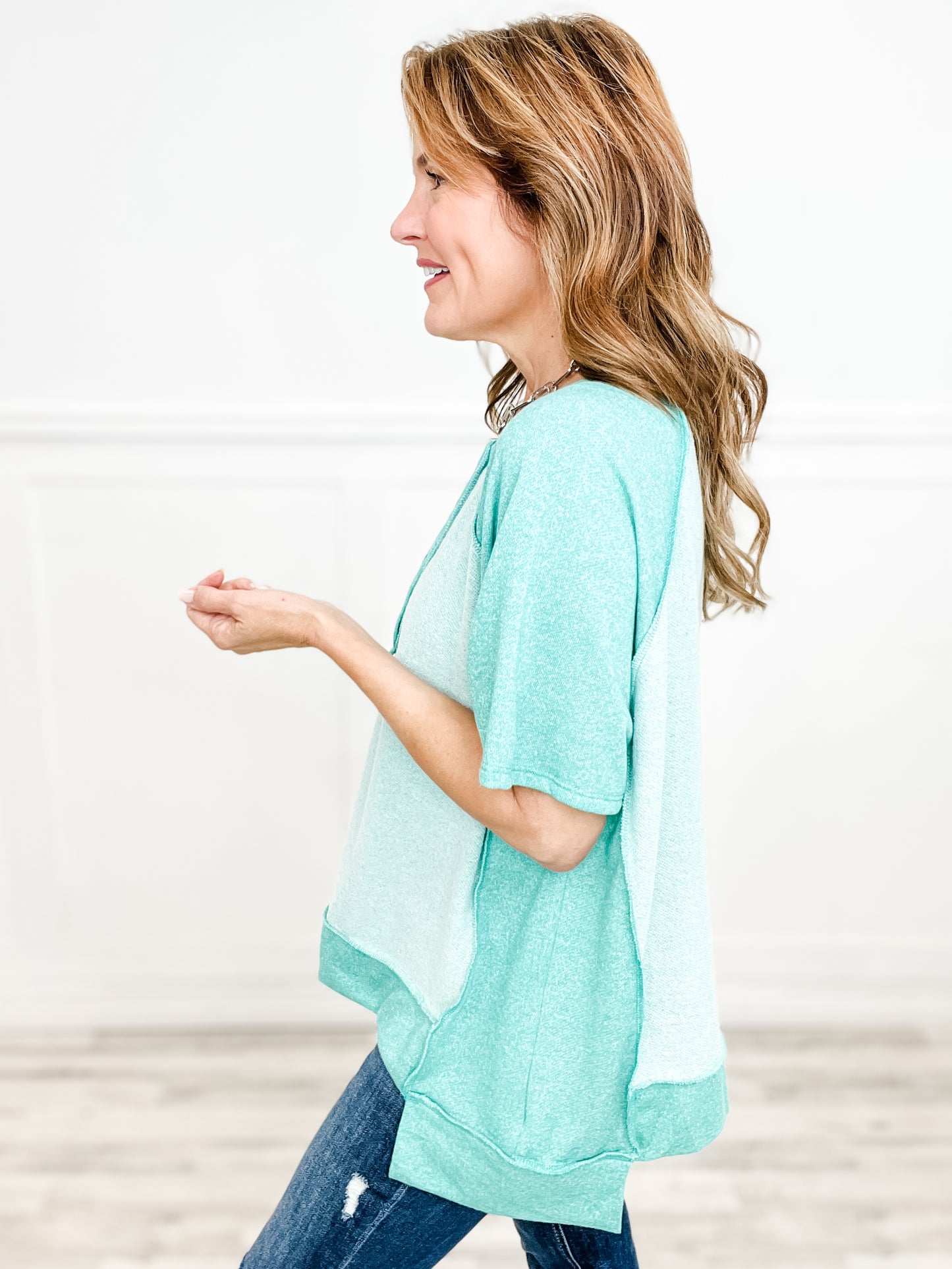 CP FRENCH TERRY REVERSE BLOCK TOP