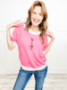 COLOR BLOCK RIB BAND LIGHTWEIGHT KNIT TOP