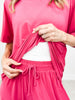 Cabana V-Neckline Tunic Top with Loose Wide Leg Pants Set in Fuchsia