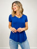 Rayon Short Sleeve V-neck Round Hem Top - GRP A