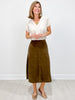 Relaxed Fit Ribbed Corduroy Flared Skirt