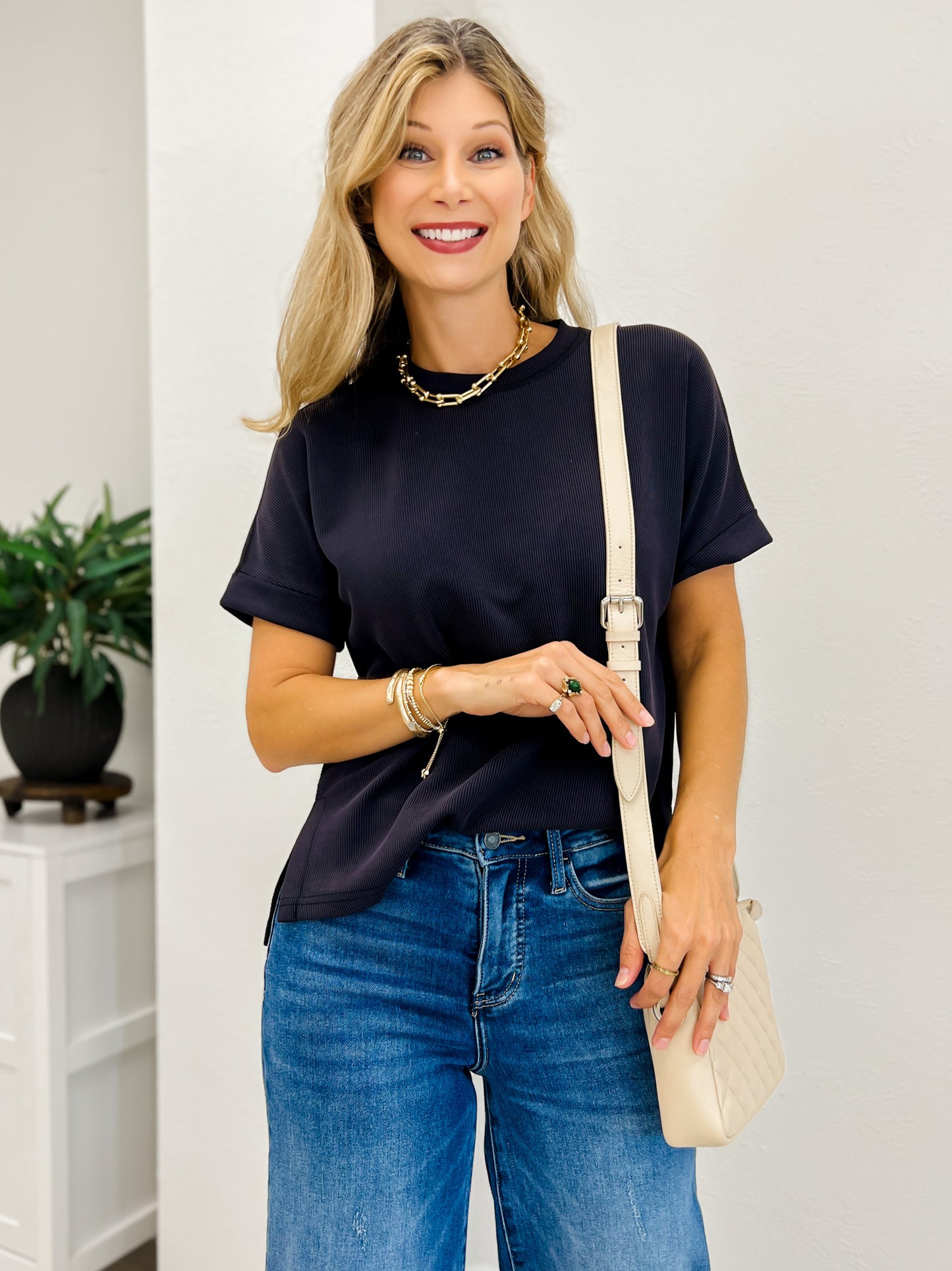Luxe Sand Wash Rib Lounge Tee