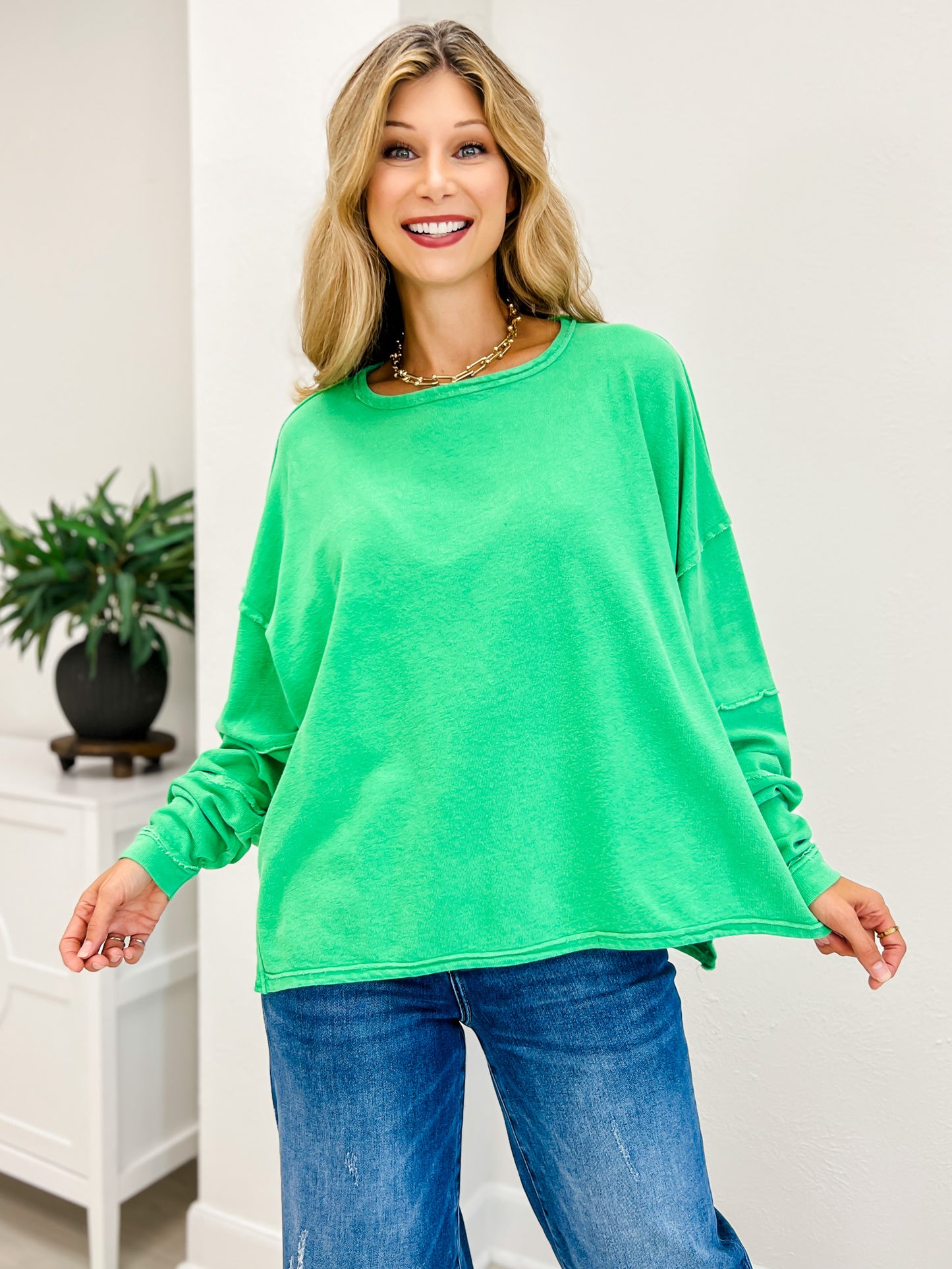 Classic Cotton Oversized Long Sleeve Top