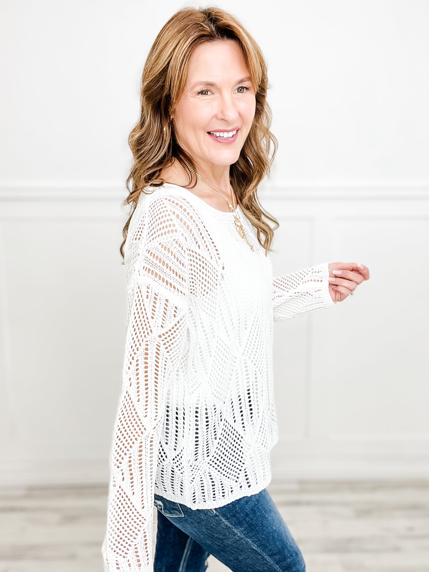 DIAMOND POINTELLE KNIT COVER UP