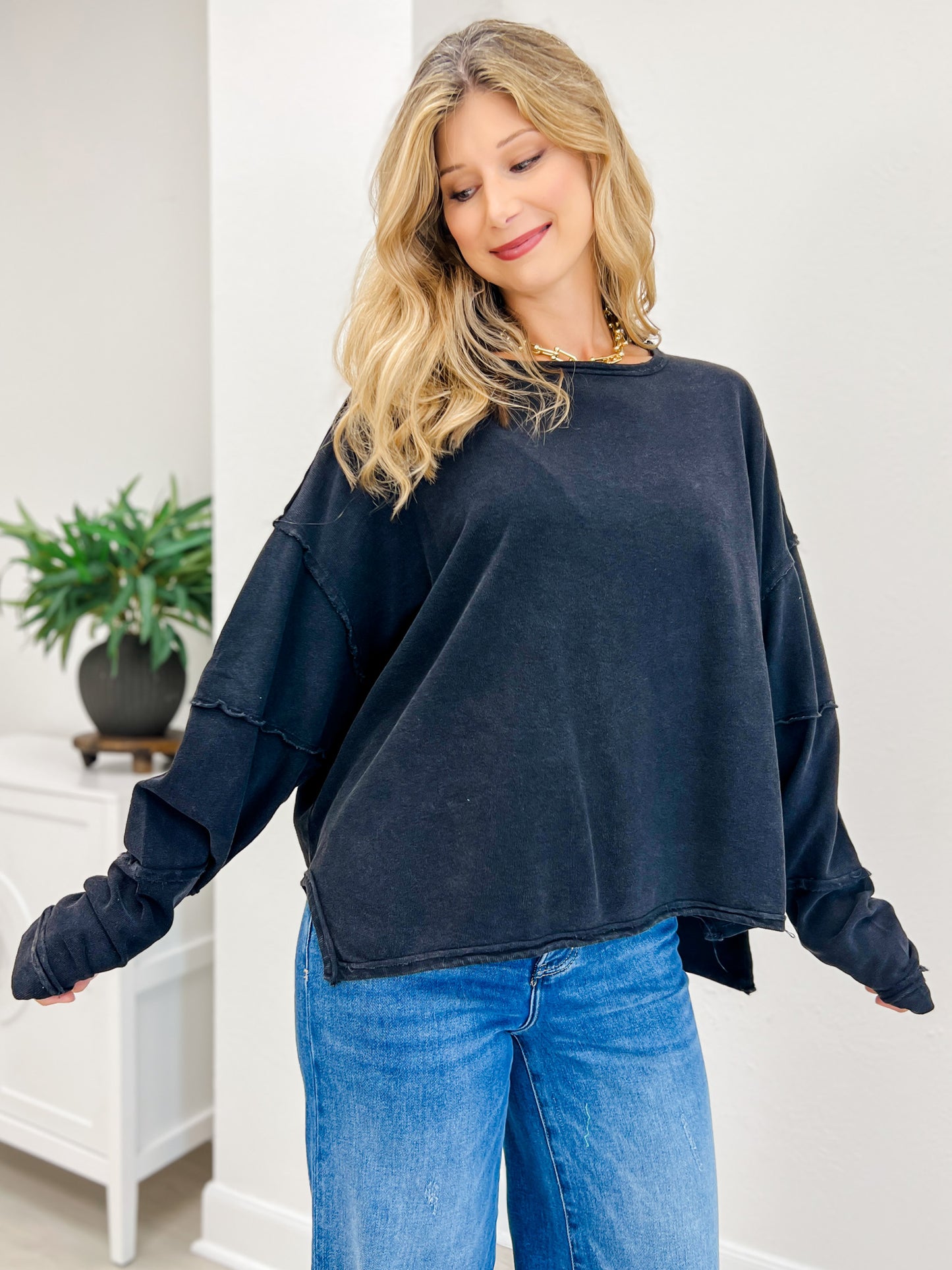 Classic Cotton Oversized Long Sleeve Top