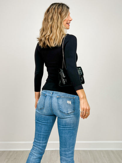 NikiBiki 3/4 Sleeve Scoop Neck Layering Top
