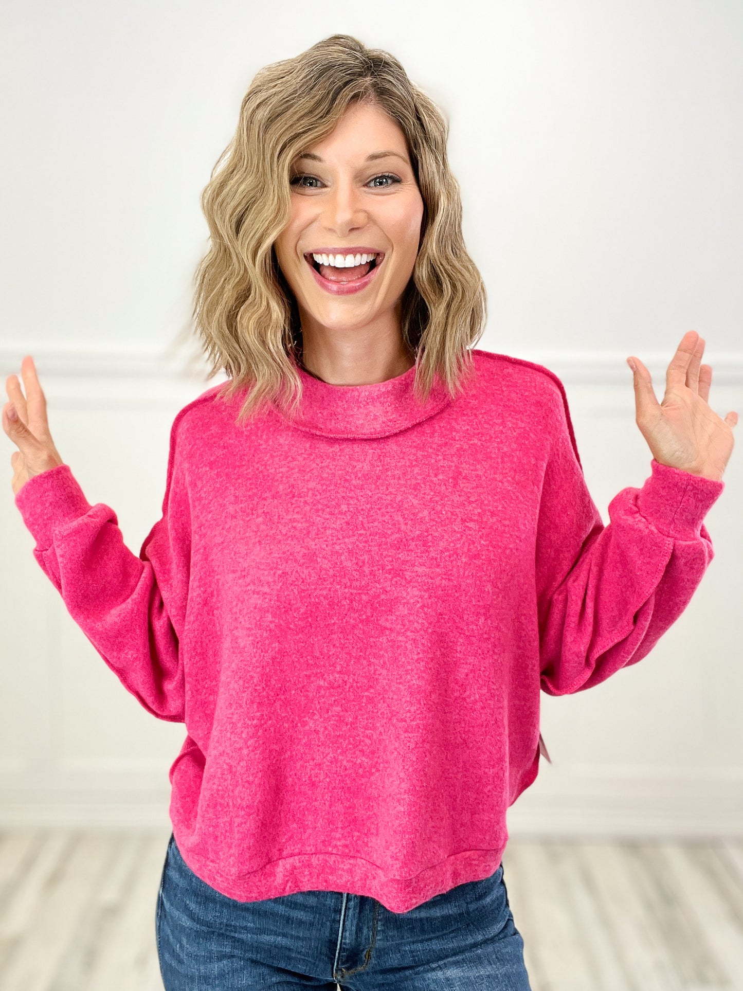 One For The Ages Brushed Mélange Hacci Sweater Top - B