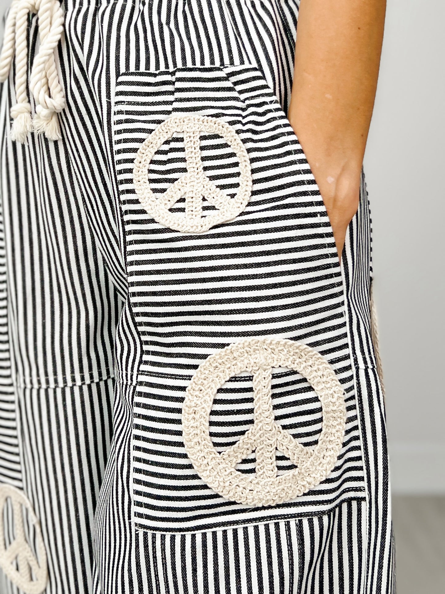 Peace Sign Pinstripe Palazzo Pants