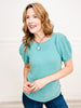 Shimmering Solace Puff Sleeve Round Neck Top