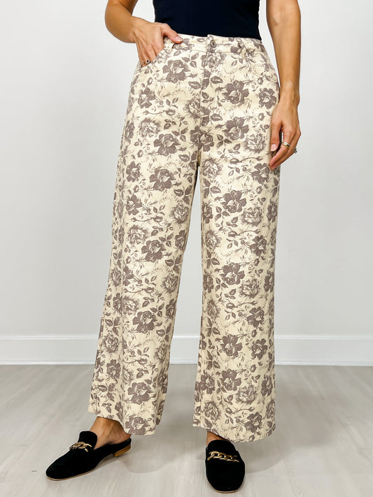 Floral print ankle-length pants