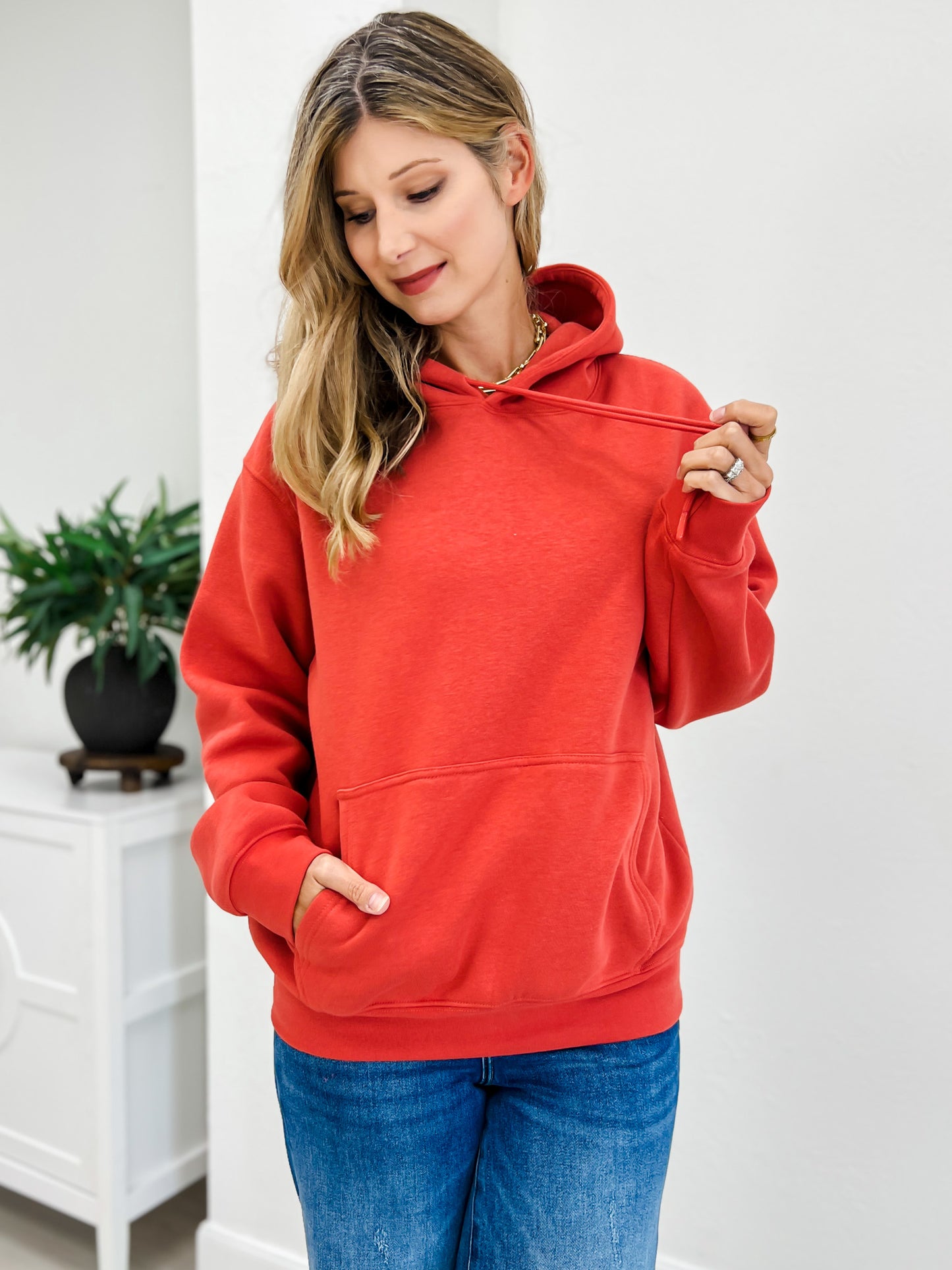 Cotton Blend Drop Shoulder Hoodie
