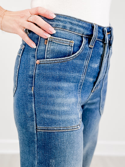 Judy Blue KICKIN IT High Rise Utility Pocket Crop Wide Leg Jeans